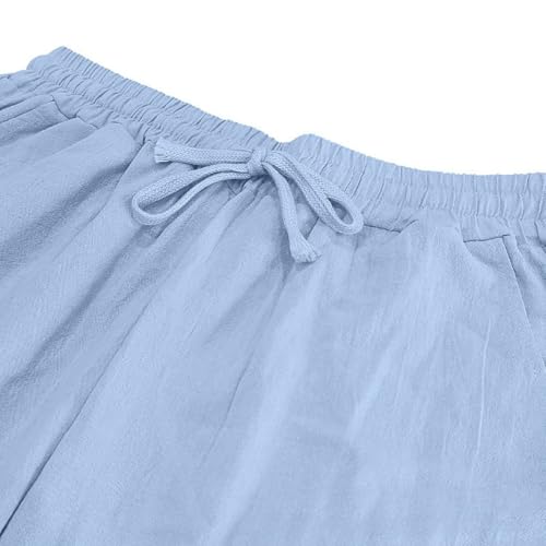 PORCLAY Mens Linen Casual Pants Elastic Waist Drawstring Hip Hop Trousers Wide Leg Yoga Beach 2025 Summer Pants4