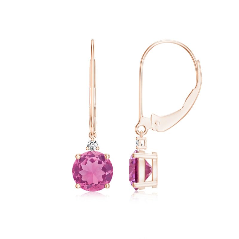 Image of Goldhartz 2 Ct. Natural Amethyst 6 mm Leverback Earrings for Women in 14k Gold Micron Plated 925 Sterling Silver, January Birthstone Dangle Earrings Jewelry for Her