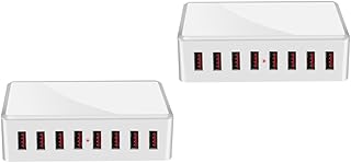 PartyKindom 2Pcs Carregador De Mesa Estação De Carregamento Estação De Carregamento De Mesa Estações De Carregamento De Telefone Celular Abs Branco Estação De Carregamento USB Hub De