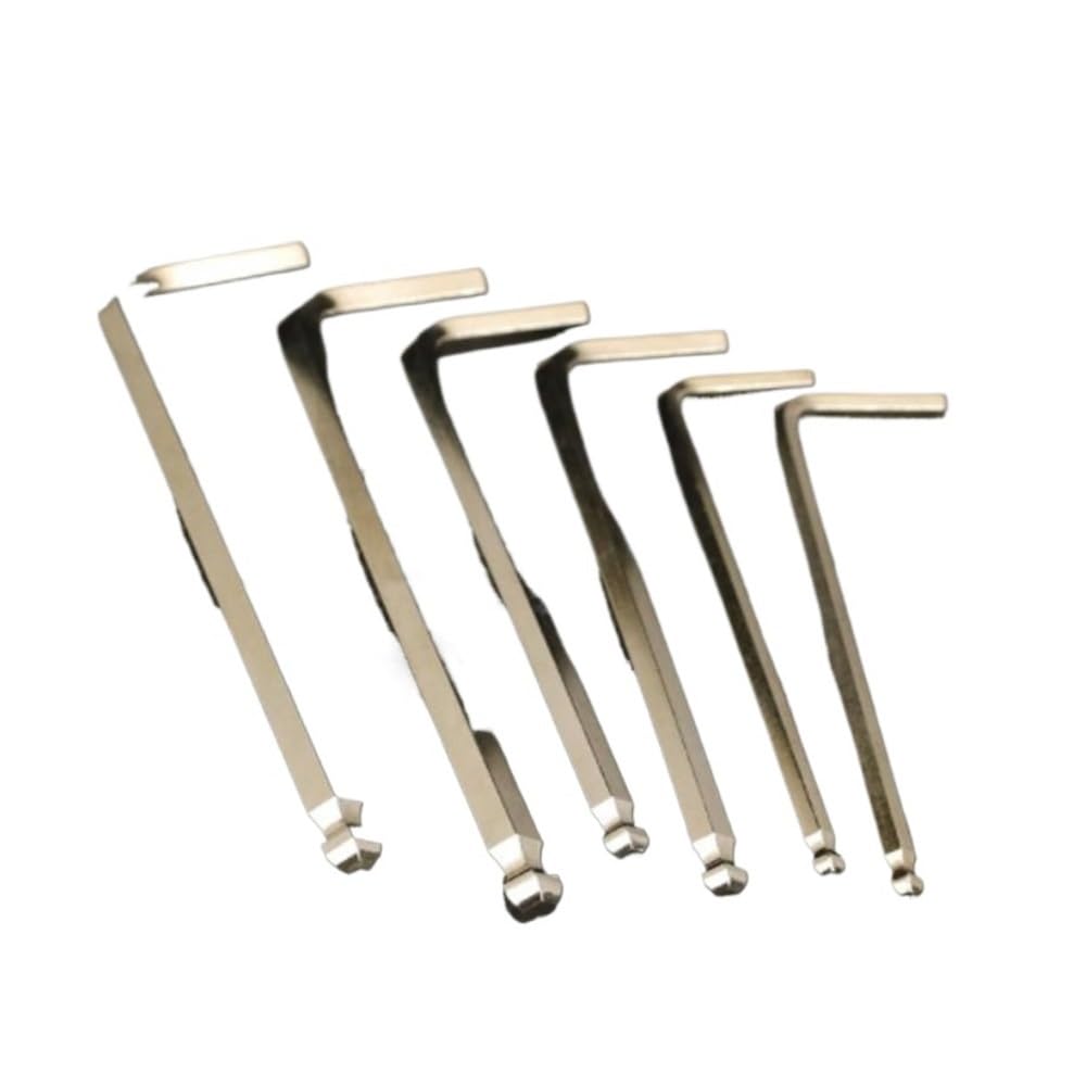 klucz imbusowy, Zestaw kluczy imbusowych z łbem kulowym, metryczny klucz sześciokątny typu L, stop Cr-V, 1/5/10 szt., wiele rozmiarów(5pcs,6mm-(139mm L))