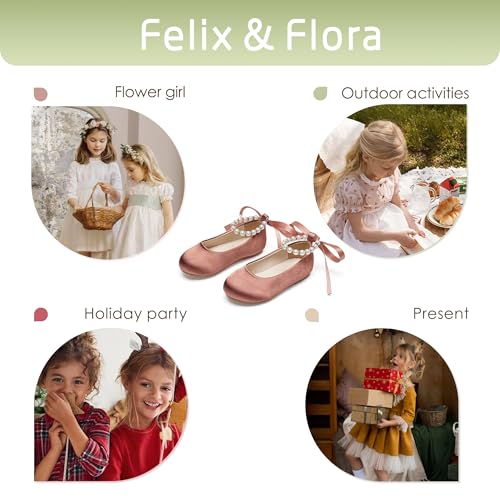 Image of Felix & Flora Girls Toddler Little Ballet Shoes - Flower Girls Mary Jane Flats Dress Shoes Party Wedding