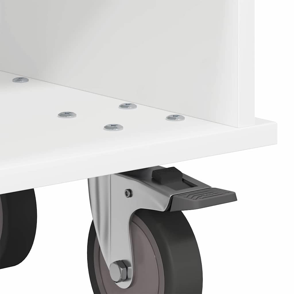 Mobile TV bianco in legno 68,5 x 35 x 35 cm con spazio e gestione dei cavi, mobile basso moderno per soggiorno, home theater, gaming e stoccaggio