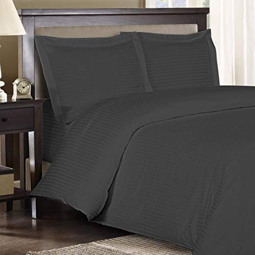 Comfort Beddings Luxurious Emperor Duvet Cover Set 600TC 100% Egyptian Cotton Emperor Quilt Cover with 2 Oxford Pillowcases (Grey Stripe)