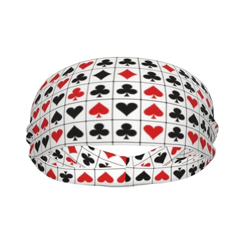 Boys Girls Spades Grid Poker Playing Cards Art Sports Sweatband Multifunction Lovely Head Ribbon Headdress for Sports Workout Shower2