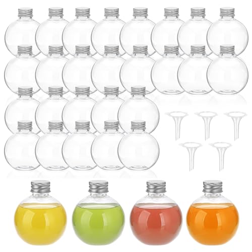 SUMTree 30pcs petites bouteilles de sable en plastique flacons de potion avec bouchon en aluminium et 5 mini entonnoirs pour art décoratif, huile essentielle...