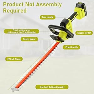 22 inch Hedge Trimmer Cordless with 2 Battery and Charger, 20V Bush Trimmer — photo 5 of 6
