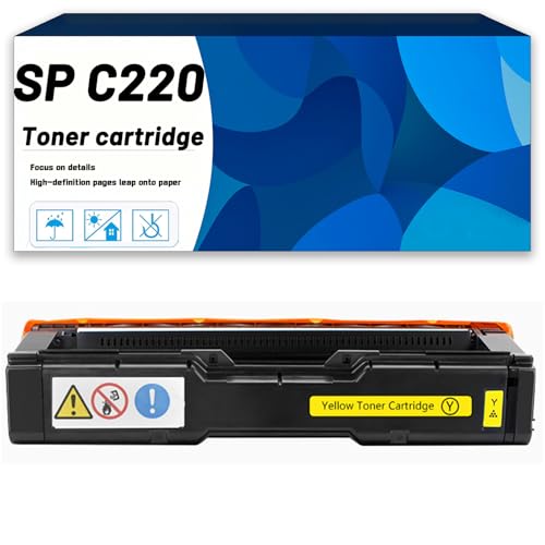 ZHJQDS SP C220 406052 406053 406054 406055 Toner Cartridge Compatible for Ricoh SP C220 C220A C220DN C220N C220S C221 Printers, High Yield Printing Vivid Colors 1*yellow