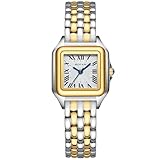 BOFAN Small Gold Watches for Women Easy Reader Ladies Quartz Wrist Watch with Stainless Steel Band,White Roman Dial,Water Resistant,Bracelet Adjuster Included