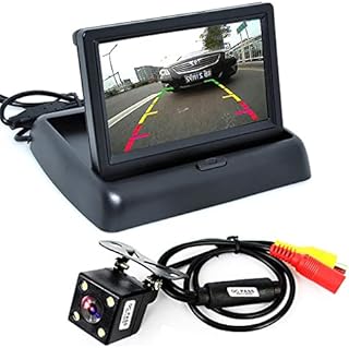 ePathChina 1 set Foldable High-resolution 4.3" TFT LCD Mini Car Monitor with Rear View Backup Camera for Vehicle Reversing Parking System