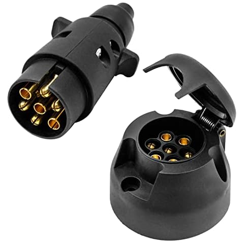 Tirol 7 Pin Plug and 7 pin socket 12v Trailer Connector Car Caravan Trailer Wiring Lights Plastic 12N Cover