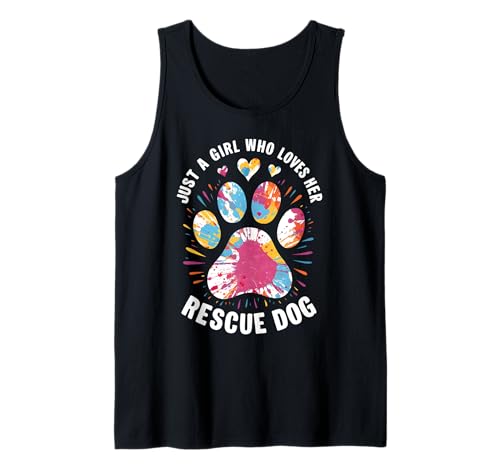 Solo una chica que ama a su perro de rescate Amantes de perros Dueños de mascotas Camiseta sin Mangas