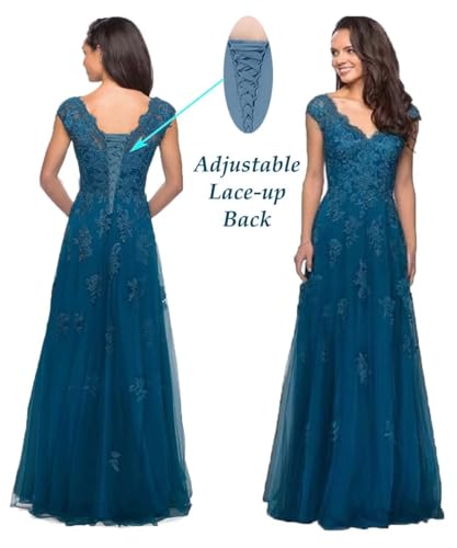 Laces Tulle Mother of Bride Dresses V-Neck Mother of The Groom Dresses Elegant Formal Evening Party Gowns2