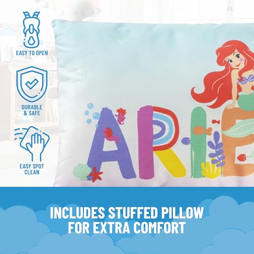 Image of Jay Franco Kids Slumber Bag and Pillow - 54 x 27 Inch Comfy Indoor Sleeping Bag for School and Sleepovers, 2 Piece Set, Multi - The Little Mermaid