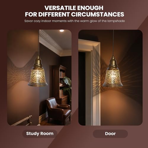 Image of Ceiling Fan Light Covers, ALUCSET Cracks Metal Pendant Light Shade, Light Fixture Cover Metal Lamp Shade Replacement with 1-5 /8-Inch Opening Fitter for Wall Lamp Chandelier-Yellow Brass /Gold-plated