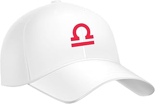 كاب ابيض مطبوع باشكال مميزة، مطبوع على علامة زودياك الخاصة بك (ليبرا)، باللون الاحمر للجنسين