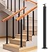 Produktbild LQSYBHD Metall Treppengeländer, Treppengeländer Pfosten,Schwarze Quadratische Geländer Spindeln mit Flacher, Verstellbarer 270°-Winkelhalterung,Geländer Säule für Deck/Stufen,Frontm(Size:3ft/90cm)