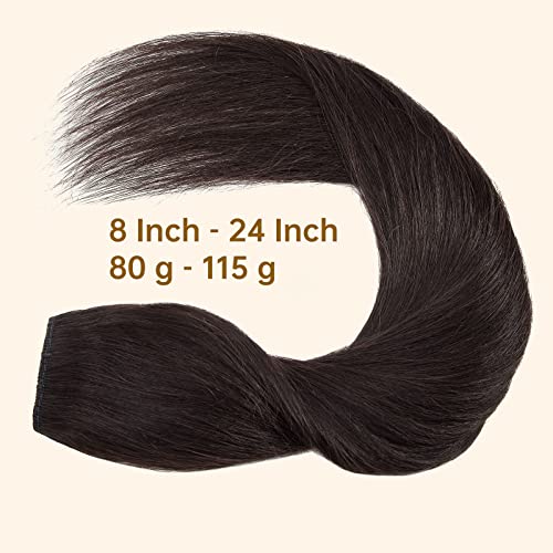 TESS Clip In Hair Extension,Hair Extensions Real Human Hair One Peice 5 Clips Straight Natural Hairpieces for Womens/Girls(#1B Natural Black,22Inch) - Image 4