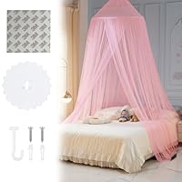 Children's Bed Cover, Large Dome Canopy Mosquito Net For Single/Double Bed, Easy to Install, Family/Travel/Outdoor(Pink)