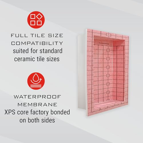 GURU USA W-S Shower Niche, Waterproof Membrane with Pre-Sloped Base, Waterproofing Panel System for Bathroom Walls, 12” x 12” - Image 6