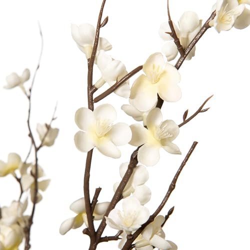4Pcs Cherry Blossom Branches Artificial Flowers for Spring Summer Indoor Decoration,Faux Long Stem Artificial Flowers for Wedding Home Office Bedroom Party Table Centerpieces Decor(White) - Image 3