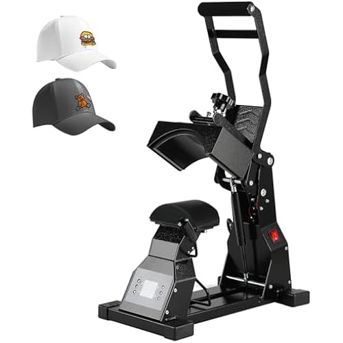 PowerPress Hat Heat Press Machine for Caps with 2pcs Interchangeable Platens -Black