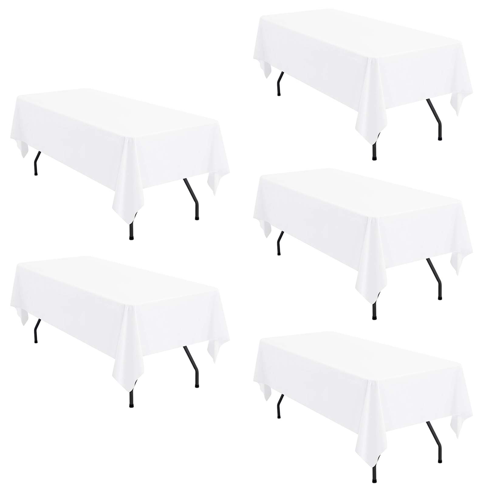 Nappe rectangulaire blanche lot de 5 couverture de table en tissu lavable 153 x 260 cm