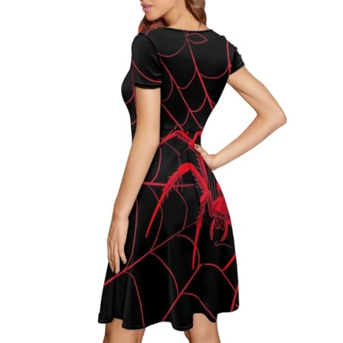 Image of POLERO Sunflower Dress for Women Floral Summer Dresses Short Sleeve Casual Sundresses Midi Dresses