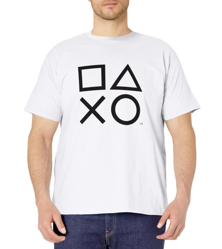 PlayStation PS5 Gamer Controller Icons in Classic Black T-Shirt - image 2