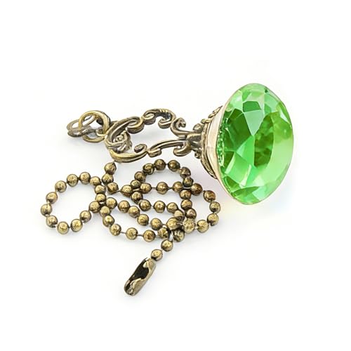 Image of 1Pcs Crystal Ceiling Fan Pull Chains Ornament Colorful Diamond Pendant Switch with 12 Inches Line Bead for Ceiling Light Desk Lamp green