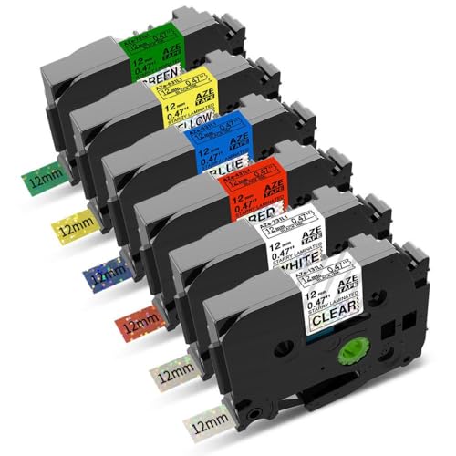 ���~�l�[�g���x���e�[�v 12mm X 8m �W�F�v�����^�[���{�� 6 �p�b�N PT D210 P710 H110 ���x�����[�J�[�ƌ݊�������(6PK Mixed Color 4)