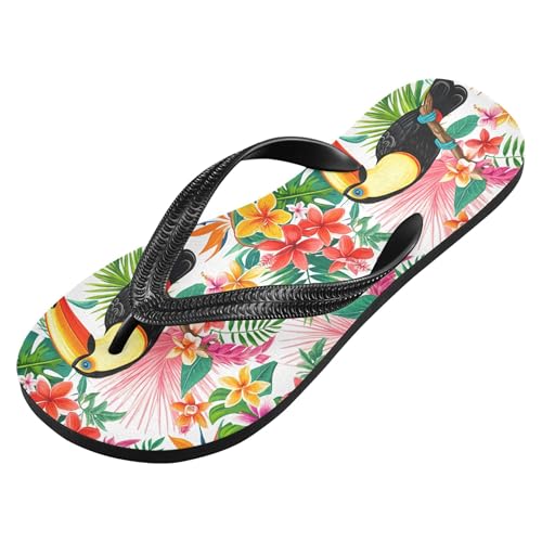 Burbuja Toucans Tropical Flowers Flip Flops for Women Men, Soft Thong Sandals Rubber Slippers for Pool Beach Essentials2