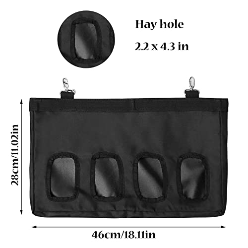Heu Futterbeutel Kaninchen Heu Beutel Hängender Futtersack Kaninchen Heutasche Heu Futter Tasche Hase Futterspender Sack mit 4 Fenster für Kaninchen Hamster Meerschweinchen Kleintiere,Schwarz