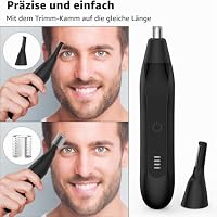Nasenhaartrimmer, Wiederaufladbar Nasenhaarschneider 2 in 1 Set,Ohrhaarschneider mit Doppelschneideklingen Professioneller schmerzfreier Augenbrauen und esichtshaartrimmer op01 – Ansicht 4