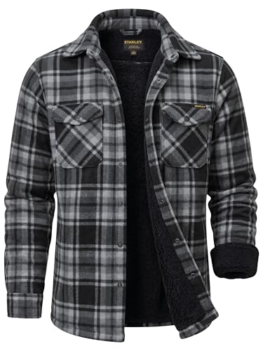 STANLEY Sherpa Lined Flannel Jacket for Men - Fleece Lined Plaid Shacket
