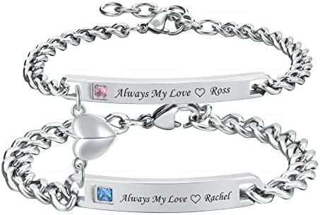 Matching Bracelets for Couples - Promise Bracelets for Him and Her Stainless Steel Couples Bracelets Valentine's Day Anniversary Birthday Gift for Boyfriend Girlfriend
