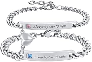 Matching Bracelets for Couples - Promise Bracelets for Him and Her Stainless Steel Couples Bracelets Valentine's Day Anniversary Birthday Gift for Boyfriend Girlfriend