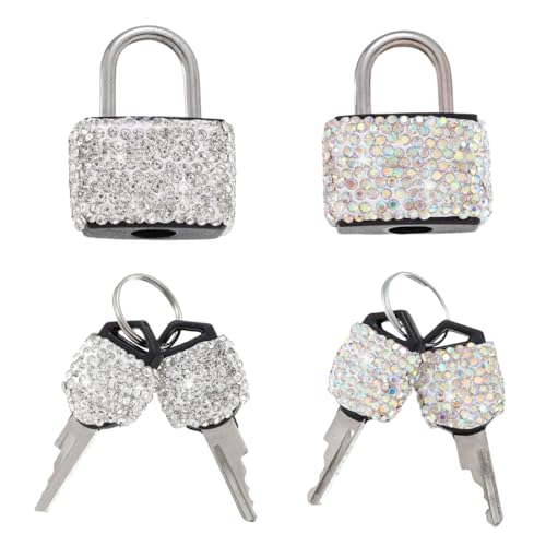 2 Pcs Small Locks with Keys Mini Luggage Locks Bling Keyed Padlock with Key Metal Lock for Locker Suitcase,Backpack,Boxes,Laptop Bag(White+Colorful)