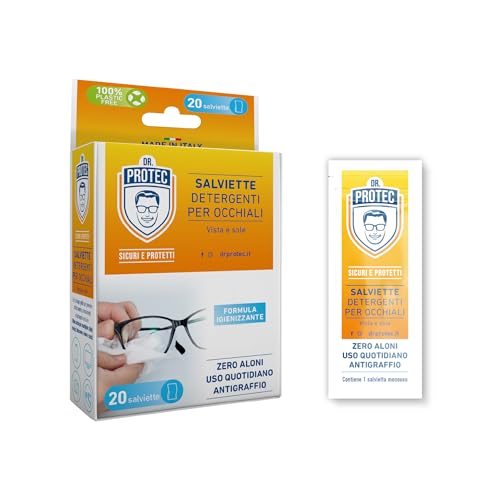 Dr Protec - Toallitas limpiadoras para gafas, smartphones, tabletas, PC, cámara, desechables, 20 unidades