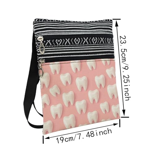 Cartoon Teeth Messenger Bag Small Ethnic Pattern Printed Adjustable Strap Crossbody Zipper Bag Cartoon Teeth Phone Bag Wallet Cute Shoulder Handbag for Women -32