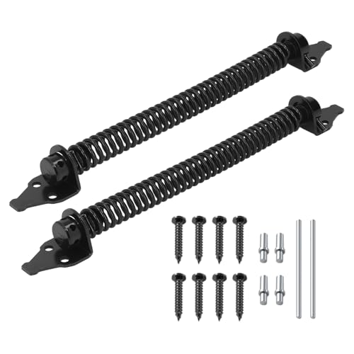 Muelle de puerta de cierre automático resistente de 14 pulgadas para exteriores con herramienta de tensión ajustable, paquete de 2 para seguridad de puerta