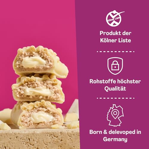 MaxiNutrition Creamy Core Protein Bar White Chocolate Coconut, 12 x 45 g, 33% Eiweiß, 14 g Protein je Riegel, ohne Zuckerzusatz, ohne künstliche Aromen