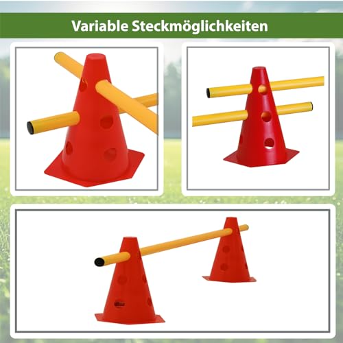 TRUTZHOLM Steckhürdenset 15- teilig 23 cm höhenverstellbar Agility Set Hunde Trainingszubehör Hobby Horsing rot