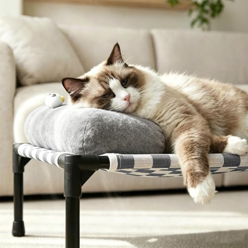 Cama elevada para perros y gatos catre desmontable gris 4