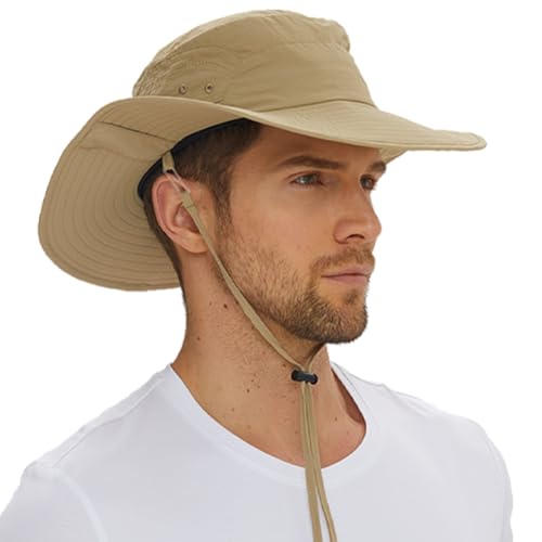 Chapeau de safari Boonie anti coup de soleil à large bord ventilé