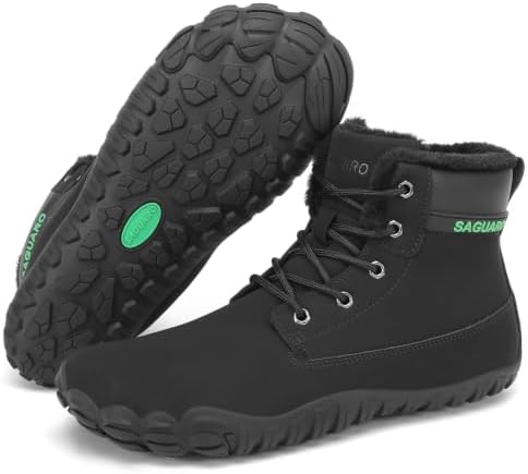 SAGUARO Winter Herren Barfußschuhe Warme Gefütterte Wasserdicht Winterschuhe mit Breiter Zehenbox, Gr.36-48