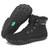 SAGUARO Winter Barfußschuhe Herren Warme Gefütterte Winterschuhe Wasserdicht Barfuß Winterstiefel Männer Leicht Rutschfest Barfussschuhe, Schwarz, 44 EU