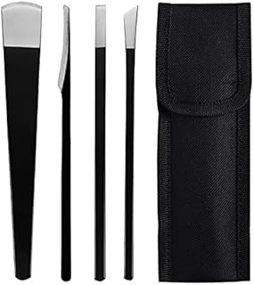 Pedicure Knife Set - 4 PCs Professional Foot File Dead Hard Skin Remover Corn Feet Heel Cuticle Callus Shaver Foot Rasp Kit - Pedicure Foot Care Tools with Storage Bag for Dry Hard &Cracked Skin Black