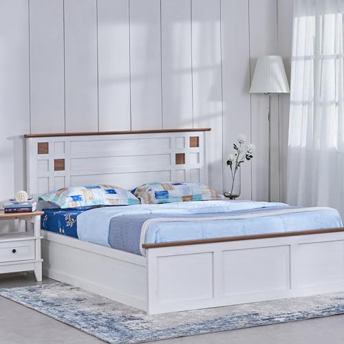 Image of Home Centre Santorini Pearl King Bed with Hydraulic Storage - White