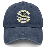 Vintage B-17 Bomber WW2 Plane Aviations Airplane Hats for Women Stylish Washed Navy Blue