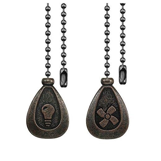 Dotlite Bronze Ceiling Fan Pull Chain Set, Decorative Fan Pull Chain Pendant Extension, 12 Inches Lighting & Fan Beaded Ball Fan Pull Chain Extender with Connector (2 Pack)